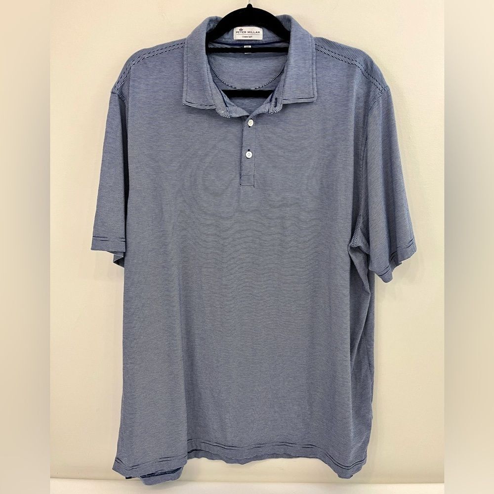Peter Millar Mens Polo Shirt Sz XXL Blue Crown Soft Silk Cotton Casual Comfort - Picture 1 of 7